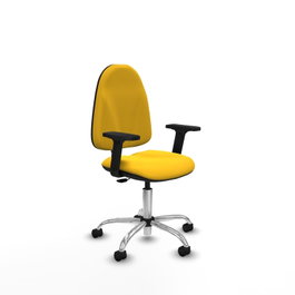 PIQUERAS Y CRESPO Silla de oficina Algarra, Similpiel Amarillo, Brazos 2D, Base Cromada