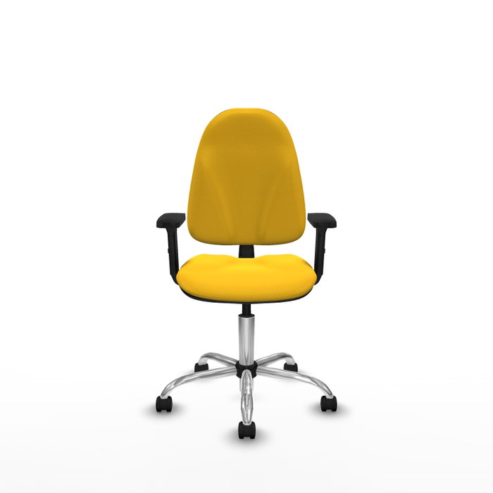 PIQUERAS Y CRESPO Silla de oficina Algarra, Similpiel Amarillo, Brazos 2D, Base Cromada