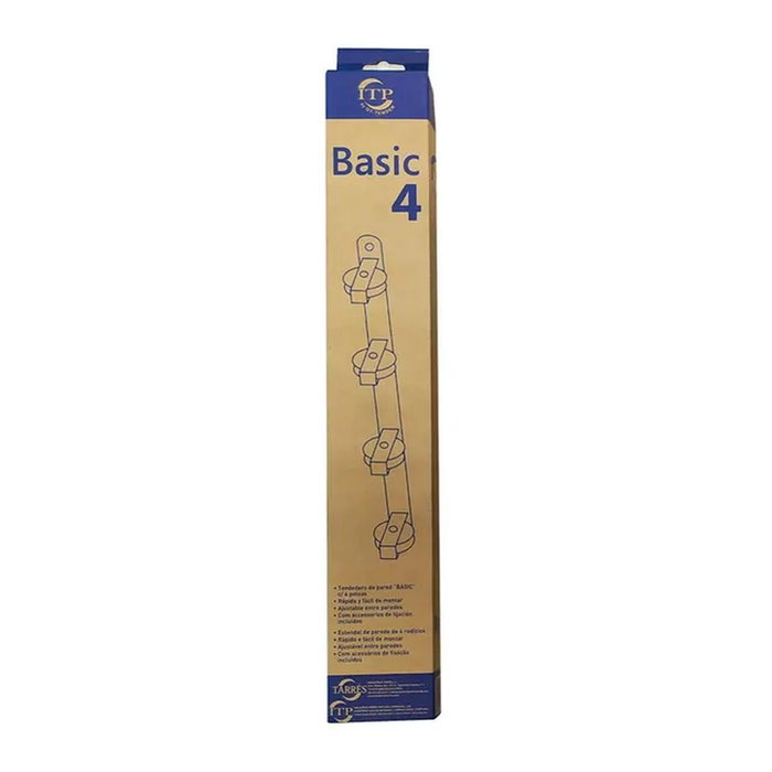 Tendedero de pared Basic con 4 poleas blanco 47 x 5 x 5 cm
