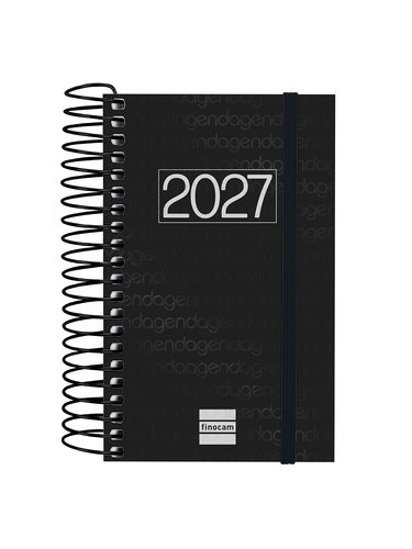 Finocam Agenda Anual 2027 Basic Year con Tapa de Polipropileno y Goma Negro Finocam Agenda Anual 2027 Basic Year con Tapa de Polipropileno y Goma Negro