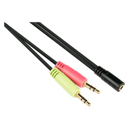Alcasa AD-HS04 Adaptador Auriculares Klinke 3.5mm OMTP Macho a Hembra, 0.2m, Negro