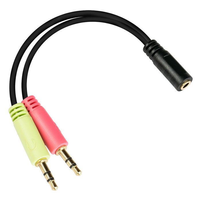 Alcasa AD-HS04 Adaptador Auriculares Klinke 3.5mm OMTP Macho a Hembra, 0.2m, Negro