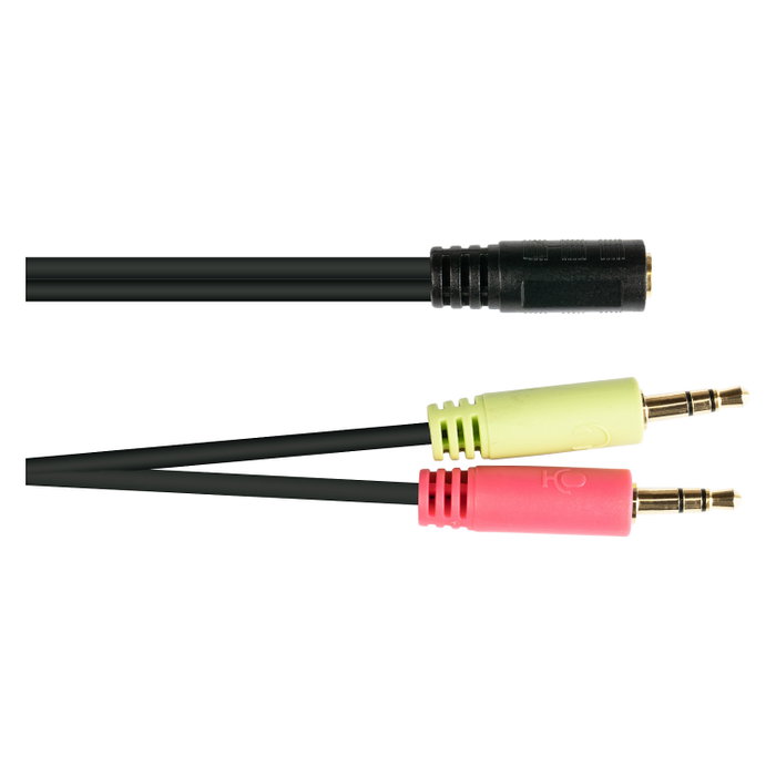 Alcasa AD-HS04 Adaptador Auriculares Klinke 3.5mm OMTP Macho a Hembra, 0.2m, Negro