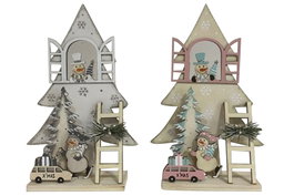 DKD Home Decor Decoración de Madera Surtida 14,5x5x23 cm Blanco y Rosa