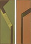 DKD Home Decor Cuadro Urban 3D de MDF y Pino, Pack de 2 (Terracota y Verde) 50x150cm