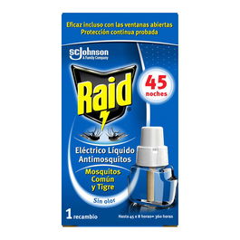 Raid Recambio Insecticida Antimosquitos Común y Tigre 1 ud (45 noches) Sin Olor