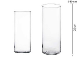 Giftdecor Jarrón de Cristal Cilíndrico Transparente de 25 cm