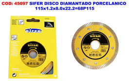 SIFER Disco Diamantado Porcelánico 115x1.2x8.0x22.2=68P115