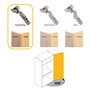 Emuca Lote de 20 bisagras rectas X91 con cierre suave y suplementos para atornillar, Altura 0, Acero, Titanio
