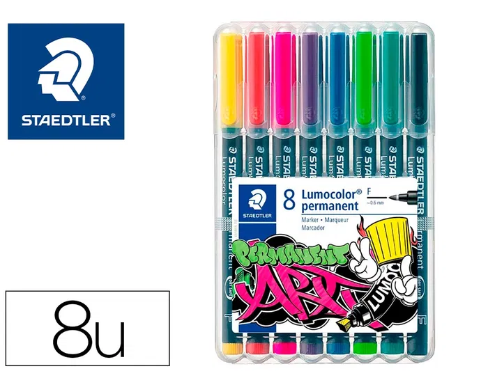 Staedtler Rotulador Lumocolor Retroproyeccion 318 Punta de Fibra, Estuche 8 Unidades Colores Surtidos