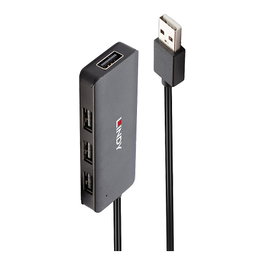 LINDY Hub USB 2.0 42986, 4 Puertos, Negro, USB 2.0, 480 Mbit/s