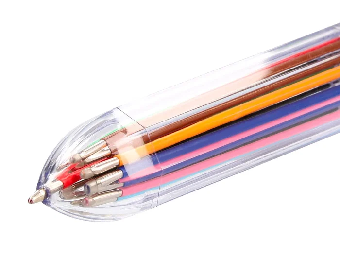 Liderpapel Bolígrafo 10 en 1 Retráctil, 10 Colores, Punta 1 mm, Cuerpo Transparente
