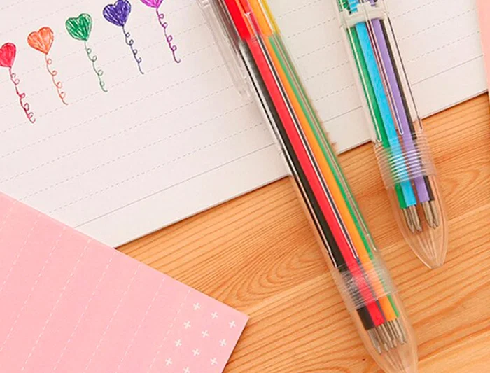 Liderpapel Bolígrafo 10 en 1 Retráctil, 10 Colores, Punta 1 mm, Cuerpo Transparente