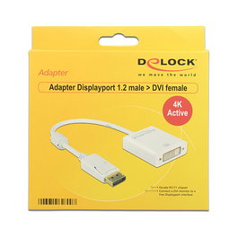 DeLOCK Adaptador de Video DisplayPort a DVI Blanco 4K Activo
