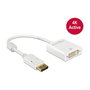 DeLOCK Adaptador de Video DisplayPort a DVI Blanco 4K Activo