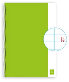 Bloc Escolofi Basic Tapa Dura A4 80H Horizontal 80G Con Margen Verde Claro (Set de 5)