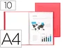 Liderpapel Carpeta de 10 fundas de polipropileno DIN A4 Rojo Translúcido