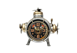 DKD Home Decor Reloj de Sobremesa de Metal con Diseño de Avión Plateado