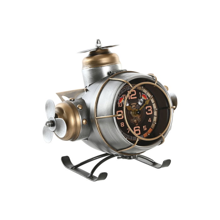 DKD Home Decor Reloj de Sobremesa de Metal con Diseño de Avión Plateado