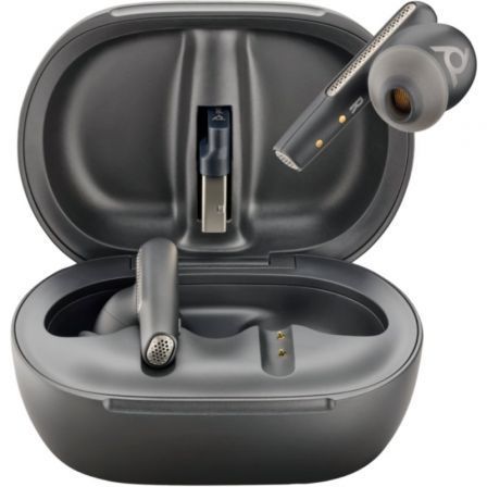 Poly Voyager Free 60+ UC M Auriculares Bluetooth con Estuche de Carga y Adaptador BT700, Negros