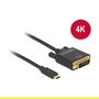 DeLOCK Adaptador USB-C a DVI 24+1 Pin DP-Alt Mode 4K 30 Hz 3 m Negro, Referencia 87903