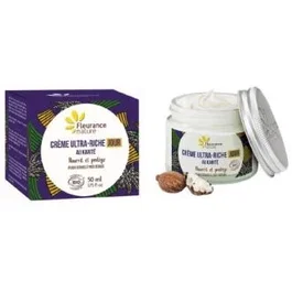 FLEURANCE NATURE Crema de Día Hidratante Ultra Rica con Karité para Pieles Secas, Vegana - 50 ml