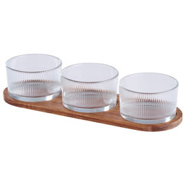 Day Juego De 3 Bols Con Bandeja De Vidrio Y Acacia