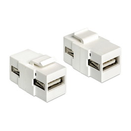DeLOCK Módulo Keystone USB 2.0 A hembra a hembra, Blanco