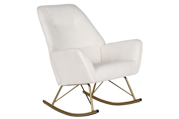 DKD Home Decor Mecedora Borreguito Blanco y Dorado DKD Home Decor Mecedora Borreguito Blanco y Dorado