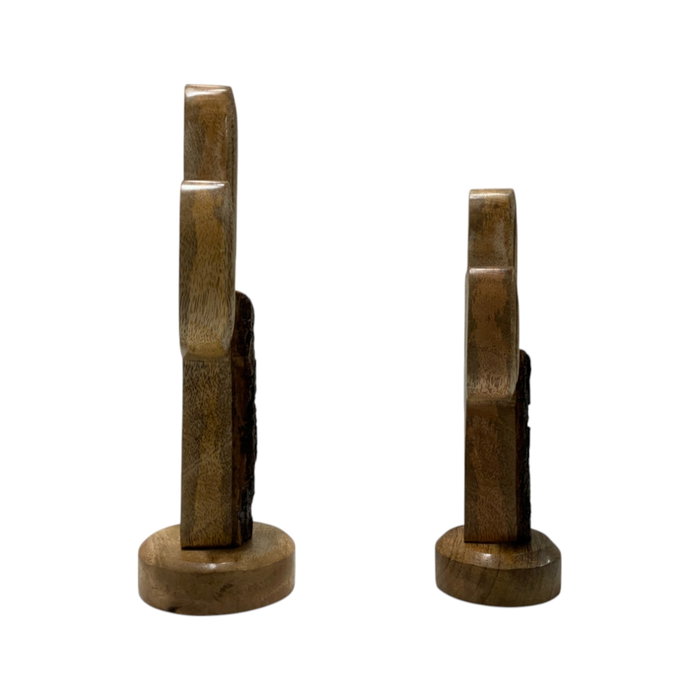 DKD Home Decor Set de 2 Decoraciones de Cactus en Mango Natural DKD Home Decor Set de 2 Decoraciones de Cactus en Mango Natural