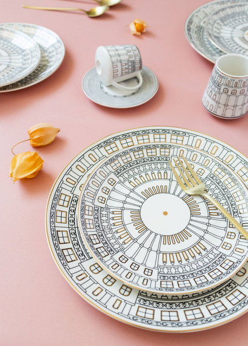 Hermia DNR0080 Juego de Platos de Servicio Porcelana Blancos 27 cm 6 Piezas