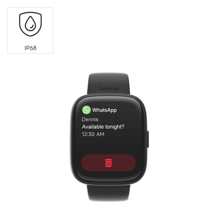 Hama Smartwatch 4000 con pantalla LCD de 1.65 pulgadas, IP68 y sensores de salud, negro Hama Smartwatch 4000 con pantalla LCD de 1.65 pulgadas, IP68 y sensores de salud, negro