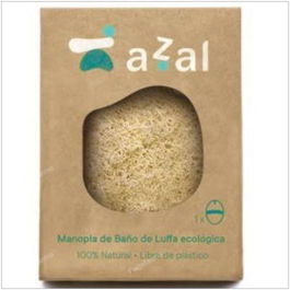 AZAL Manopla de Baño Luffa Eco Ovalada con Asa Exfoliante Natural 16x12 cm