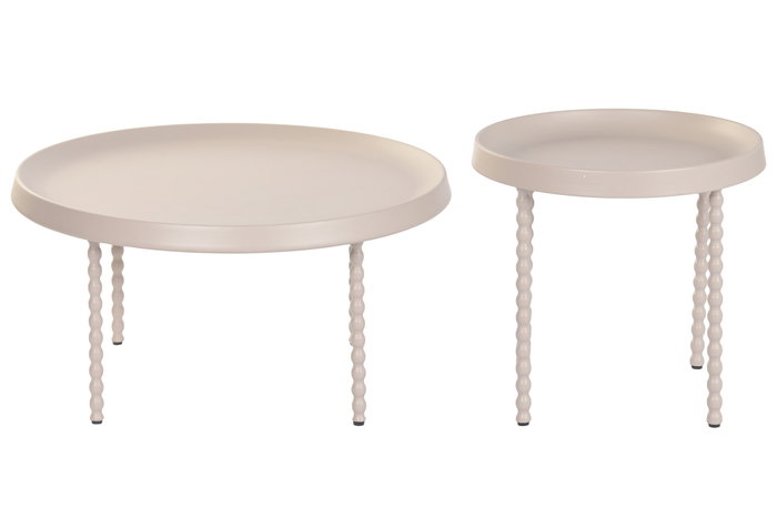 DKD Home Decor Mesita Auxiliar Urban Crema 75 x 40 x 75 cm Set de 2