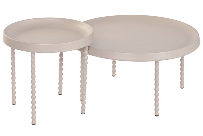 DKD Home Decor Mesita Auxiliar Urban Crema 75 x 40 x 75 cm Set de 2