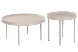 DKD Home Decor Mesita Auxiliar Urban Crema 75 x 40 x 75 cm Set de 2