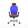 PIQUERAS Y CRESPO Silla de oficina Jorquera con mecanismo Sincro/Traslack, Marrón y Azul