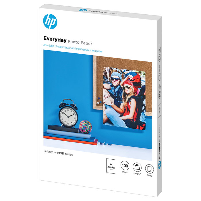 HP Papel Fotográfico Everyday Glossy A4 200g, 100 Hojas HP Papel Fotográfico Everyday Glossy A4 200g, 100 Hojas