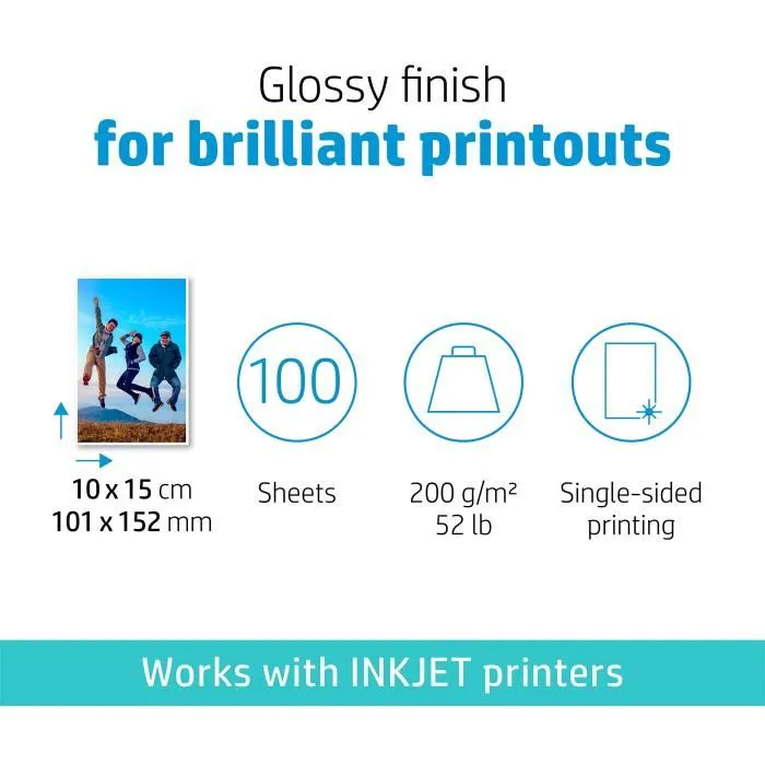 HP Papel Fotográfico Everyday Glossy A4 200g, 100 Hojas HP Papel Fotográfico Everyday Glossy A4 200g, 100 Hojas