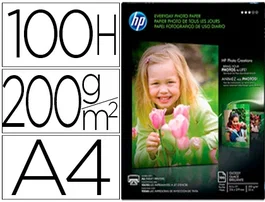 Hp Papel Fotográfico A4 Semi Glossy 200gr Paquete 100 Hojas