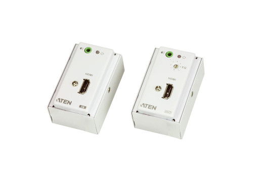 Aten VE807-AT-G Extensor HDMI y Audio Estéreo 3D sobre Cable Ethernet Cat5e/Cat6, 1080p Full HD hasta 60 Metros, Transmisor y Receptor, Plug and Play, Blanco