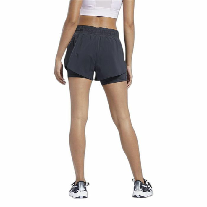 Pantalones Cortos Deportivos para Mujer Reebok Wor Run 2 In 1 Short Negro