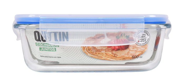 Quttin Fiambrera Rectangular Hermética 17.5 x 13 cm 600 cc (6 Unidades)