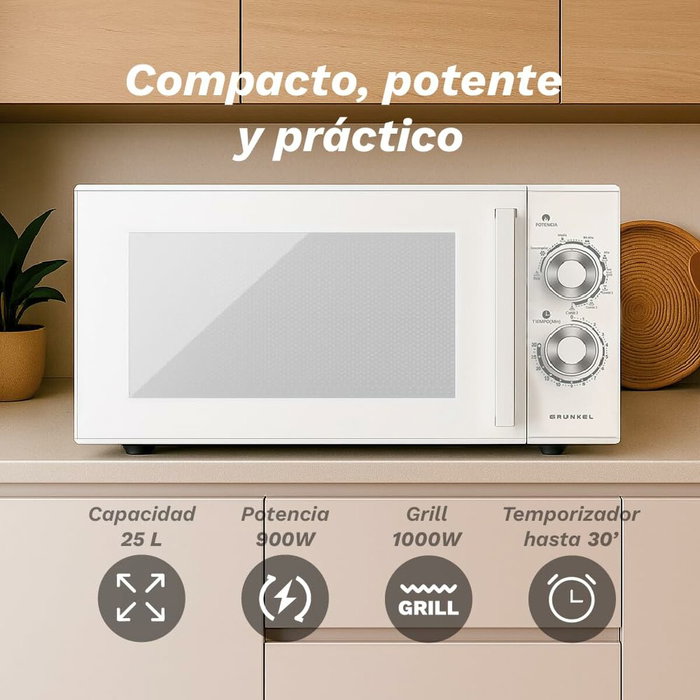 Grunkel Microondas con Grill 25L Blanco MWG-25MG
