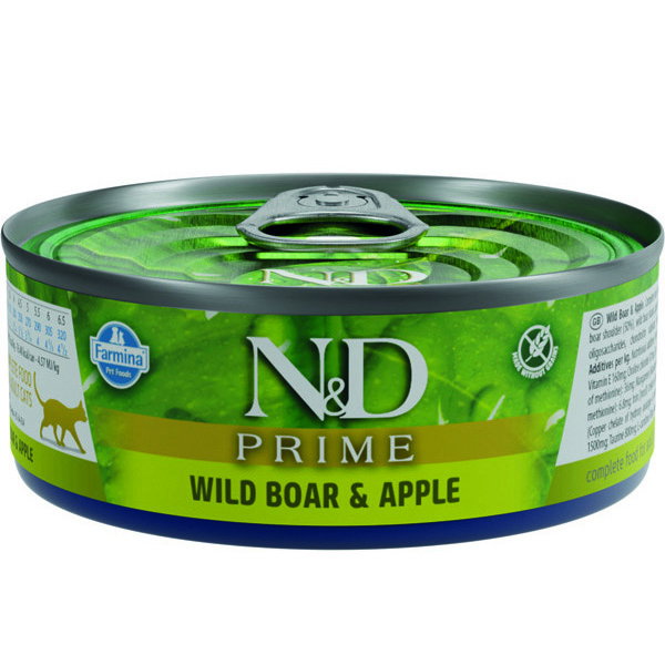 Farmina N&D Cat Prime Jabalí y Manzana Adulto 70g (Pack de 24) Farmina N&D Cat Prime Jabalí y Manzana Adulto 70g (Pack de 24)