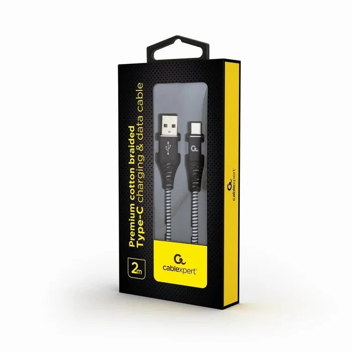 Gembird Cable USB A a USB C Trenzado Premium 2m Negro/Blanco