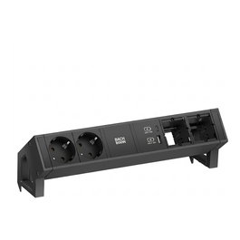 Bachmann DESK2 Cargador 22W con 2x CEE7/3, 2x CM y 2x USB - Negro