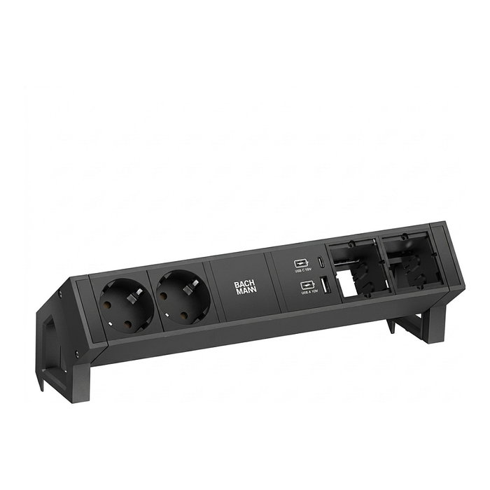 Bachmann DESK2 Cargador 22W con 2x CEE7/3, 2x CM y 2x USB - Negro Bachmann DESK2 Cargador 22W con 2x CEE7/3, 2x CM y 2x USB - Negro
