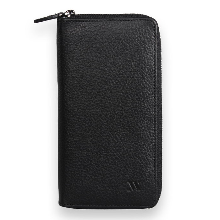 Zoozie Bags 4571 Cartera de Piel Auténtica para Mujer, Negra, 9 Tarjetas, 1 Teléfono, 17x9x2 cm