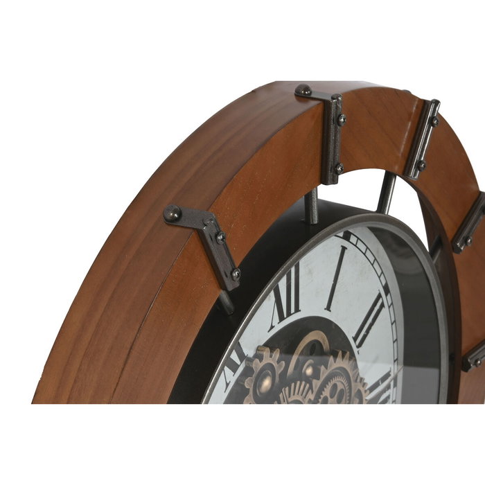 DKD Home Decor Reloj de Pared de Pino y Metal Natural